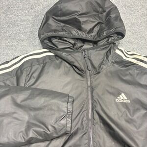 Adidas Essentials Insulated Track Jacket Womens Medium Black Hooded Three Stripe